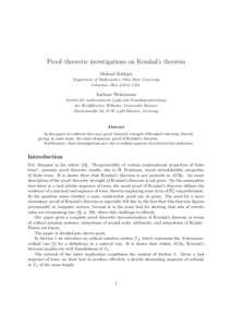 Proof–theoretic investigations on Kruskal’s theorem Michael Rathjen Department of Mathematics, Ohio State University Columbus, Ohio 43210, USA  Andreas Weiermann