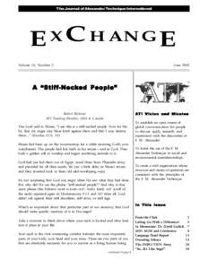 The Journal of Alexander Technique International  E X C HANG E Volume 10, Number 2  June 2002