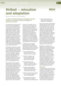FMR31  CLIMATE CHANGE AND DISPLACEMENT Kiribati – relocation and adaptation