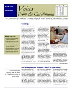 Issue Four Summer 2007 Voices  From the Caroliniana