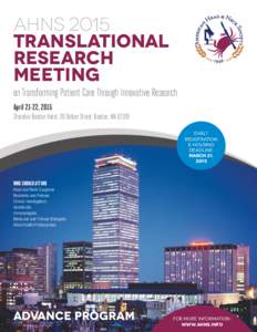 AHNS 2015 TRANSLATIONAL RESEARCH Meeting  on Transforming Patient Care Through Innovative Research