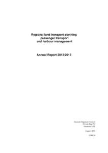 Regional land transport planning passenger transport and harbour management Annual Report[removed]