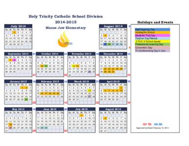 Holy Trinity Catholic School Division[removed]July 2014 Su M Tu[removed]