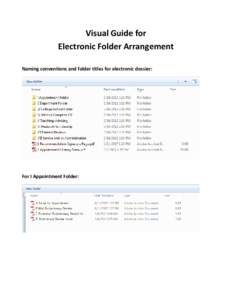 Visual Guide for Electronic Folder Arrangement Naming conventions and folder titles for electronic dossier: For I Appointment Folder: