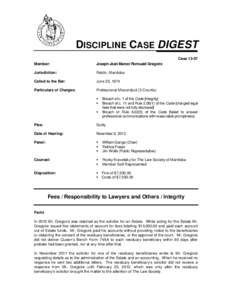 DISCIPLINE CASE DIGEST Case[removed]Member: Joseph Jean Marcel Romuald Gregoire