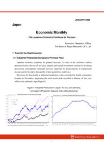 JANUARY[removed]Japan Economic Monthly ―The Japanese Economy Continues to Recover―