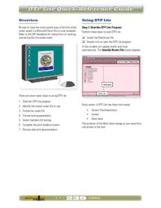 DTP Lite Quick-Reference Guide Overview Using DTP Lite  Be sure to have the most current copy of the Unit alpha