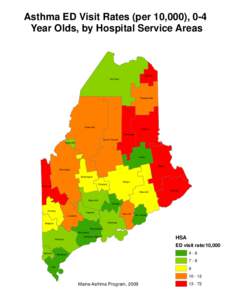 Asthma ED Visit Rates (per 10,000), 0-4 Year Olds, by Hospital Service Areas Caribou Fort Kent