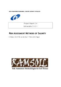 SIXTH FRAMEWORK PROGRAMME, SCIENTIFIC SUPPORT TO POLICIES  Project Report 2.4 Deliverable[removed]RISK ASSESSMENT METHODS OF SALINITY