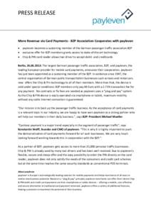 PRESS RELEASE  More Revenue via Card Payments - BZP Association Cooperates with payleven   