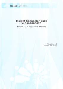 Insight Connector Build[removed]Kolab[removed]Test Suite Results Version: 1.0 October 27, 2010