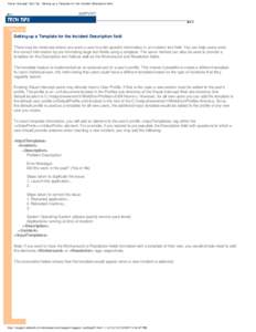 Visual Intercept Tech Tip - Setting up a Template for the Incident Description field