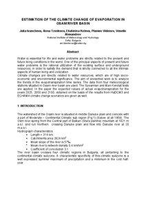 ESTIMATION OF THE CLIMATE CHANGE OF EVAPORATION IN OSAM RIVER BASIN Julia Ivancheva, Anna Tzenkova, Ekaterina Koleva, Plamen Videnov, Veselin