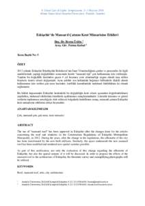 8. Ulusal Çatı & Cephe Sempozyumu 2– 3 Haziran 2016 Mimar Sinan Güzel SanatlarÜniversitesi Fındıklı- İstanbul Eskişehir’de Mansard Çatının Kent Mimarisine Etkileri Doç. Dr. Berna Üstün 1 Araş. Gör. F