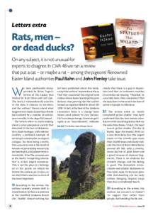 Letters extra  Rats, men – or dead ducks? On any subject, it is not unusual for experts to disagree. In CWA 48 we ran a review