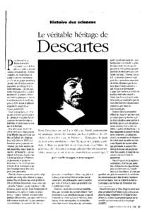 Histoire des sciences  Le véritable héritage de Descartes