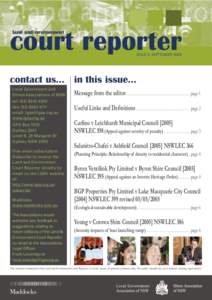 court reporter land and environment ISSUE 5, SEPTEMBER[removed]contact us... in this issue...