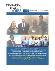 HISPANIC ELECTED LOCAL OFFICIALS  HISPANIC ELECTED LOCAL OFFICIALS (HELO) NATIONAL LEAGUE OF CITIES CONGRESS OF CITIES & EXPOSITION AUSTIN, TEXAS NOVEMBER 18 – NOVEMBER 22, 2014