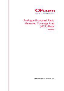 Analogue Broadcast Radio Measured Coverage Area (MCA) Maps