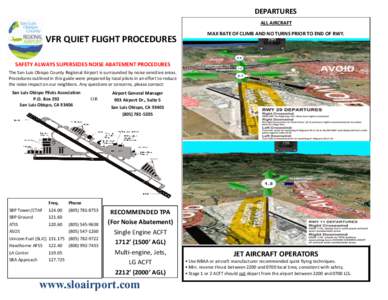 DEPARTURES ALL AIRCRAFT VFR QUIET FLIGHT PROCEDURES  MAX RATE OF CLIMB AND NO TURNS PRIOR TO END OF RWY.