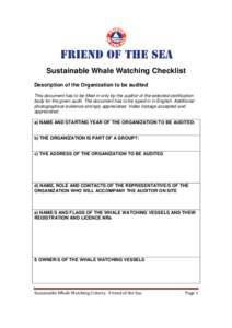 Sustainable Whale Watching Checklist