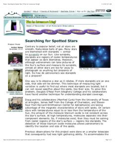 Project: Searching for Spotted Stars | What Are Astronomers Doing?  :53 AM Contact | About | Friends of McDonald | StarDate Online | Sign up for Sky Tips: enter email