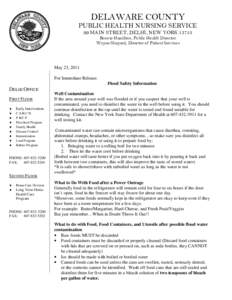 DELAWARE COUNTY PUBLIC HEALTH NURSING SERVICE 99 MAIN STREET, DELHI, NEW YORK[removed]Bonnie Hamilton, Public Health Director Wayne Shepard, Director of Patient Services
