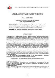 Journal of Japan Association for Earthquake Engineering, Vol.4, No.3 (Special Issue), 2004  JMA EARTHQUAKE EARLY WARNING