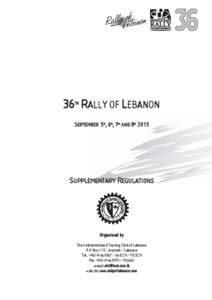 36 RALLY OF LEBANON TH SEPTEMBER 5 , 6 , 7 AND[removed]th