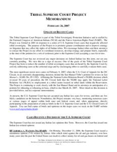 Tribal sovereignty in the United States / United States v. Lara / Indian Reorganization Act / Native American Rights Fund / Bryan v. Itasca County / Narragansett people / Supreme Court of the United States / Montana v. United States / Duro v. Reina / Law / Case law / Sovereignty