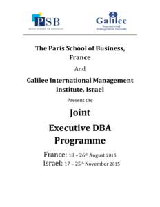 The Paris School of Business, France And Galilee International Management Institute, Israel