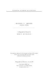 NATIONAL ACADEMY OF SCIENCES  DANIEL I. ARNON