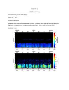 DISCOVER-AQ HSRL Data Summary FLIGHT: Morning science flight (1 of 2) DATE: July 2, 2011 DURATION: 4.0 hours SUMMARY: HSRL operated nominally with no issues. Conditions were generally cloud free along our