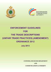 PART A  Compliance and Enforcement Policy Statement Implementing the Fair Trading Sections of the Trade Descriptions Ordinance