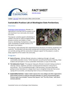 FACT SHEET www.doc.wa.gov Contact: Shari Hall, Public Information OfficerSustainable Practices Lab at Washington State Penitentiary