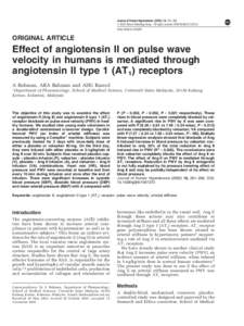 Tetrazoles / Hypertension / Angiotensin II receptor antagonists / Endocrinology / Peptide hormones / Valsartan / Pulse wave velocity / Angiotensin receptor / Angiotensin / Chemistry / Medicine / Biology