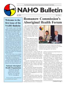 The National Aboriginal Health Organization’s Monthly E-mail News  NAHO Bulletin July 2002