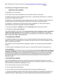 More information by this author can be found at: http://home.earthlink.net/~haskman/va_law.htm Page 1/14 A Summary of Virginia Firearms Laws I.