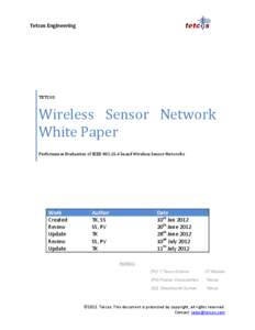 Tetcos Engineering  TETCOS Wireless Sensor Network White Paper