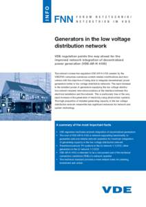 INFO  Generators in the low voltage distribution network VDE regulation points the way ahead for the improved network integration of decentralized