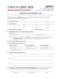 CARES PLUS[removed]Comprehensive Approaches to Raising Educational Standards Plus DUE: MAY 8, 2013 WITH FINAL DOCUMENTS  166 E. Gobbi St., Ukiah, CA 95482