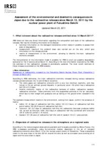 Assessment of the environmental and dosimetric consequences in Japan due to the radioactive releases since March 12, 2011 by the nuclear power plant of Fukushima Daiichi