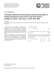 Atmos. Chem. Phys., 7, 4327, 2007 www.atmos-chem-phys.net[removed]/ © Author(s[removed]This work is licensed under a Creative Commons License.  Atmospheric