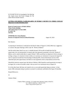 IN THE MATTER OF An Investigation And Hearing Into Supply Issues And Power Outages On The Island Interconnected System. LETTER CONCERNING PAPER HEARING OF HYDRO’S MOTION TO STRIKE CERTAIN REQUESTS FOR INFORMATION Board
