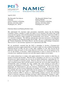 April 24, 2014 The Honorable Tim Johnson Chairman Senate Committee on Banking, Housing, and Urban Affairs Washington, D.C[removed]