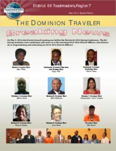 District 66 Toastmasters, Region 7 May 2014, Special Edition