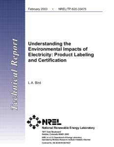 Understanding the Environmental Impacts of Electricity: Product Labeling and Certification