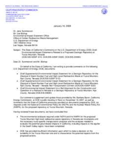 Cover letter for The State of California’s Comments on the U.S. Department of Energy (DOE) Draft Environmental Impact Statements Related to a Proposed Geologic Repository at Yucca Mountain, Nevada