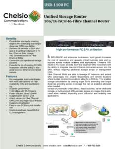 USR-1100 FC Unified Storage Router 10G/1G iSCSI-to-Fibre Channel Router