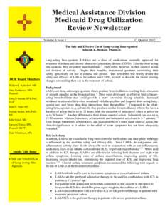 Medical Assistance Division Medicaid Drug Utilization Review Newsletter Volume 6 Issue 1  1st Quarter 2012